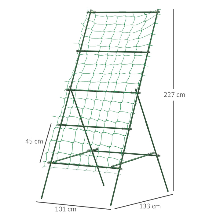 Espalier af stål til fastgørelse af rustfri a-formet espalier til klatreplanter 101x133x227 cm grøn