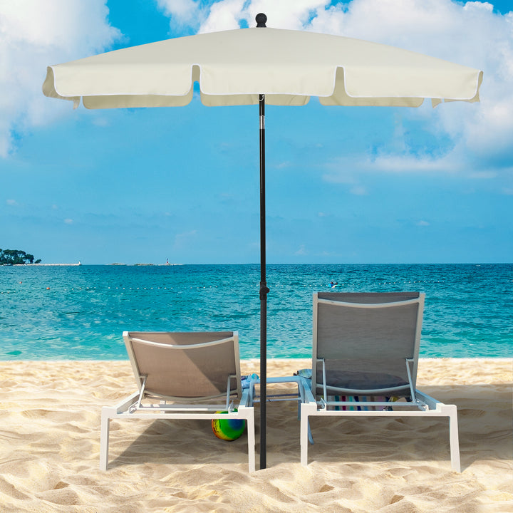 Parasol, strandparasol, haveparasol, balkonparasol, solskærm, foldbar, cremehvid