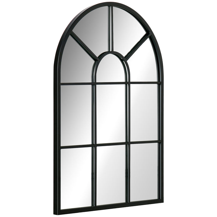 Vægspejl, vinduesdesign, entrespejl, metalramme, 70x50 cm, sort
