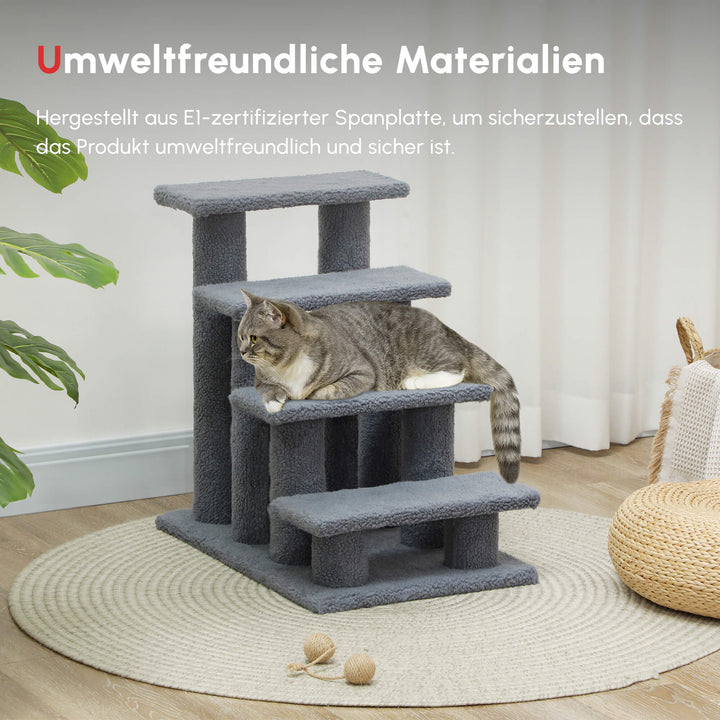 Kæledyrstrapper kattetrapper hundetrapper trapper til katte og hunde 4 trin grå 63,5x43x60cm