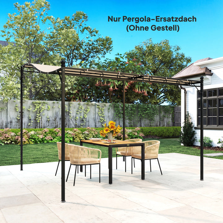 Udskiftningstag til pergola, solsejl til terrassetag, udskiftningstagpresenning til 3 x 3 m pavillon, 298 x 293 cm, cremehvid