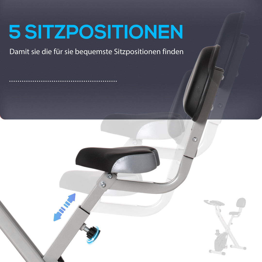 Motionscykel med 8 niveauer justerbar magnetisk modstand højdejusterbar stål sort+grå