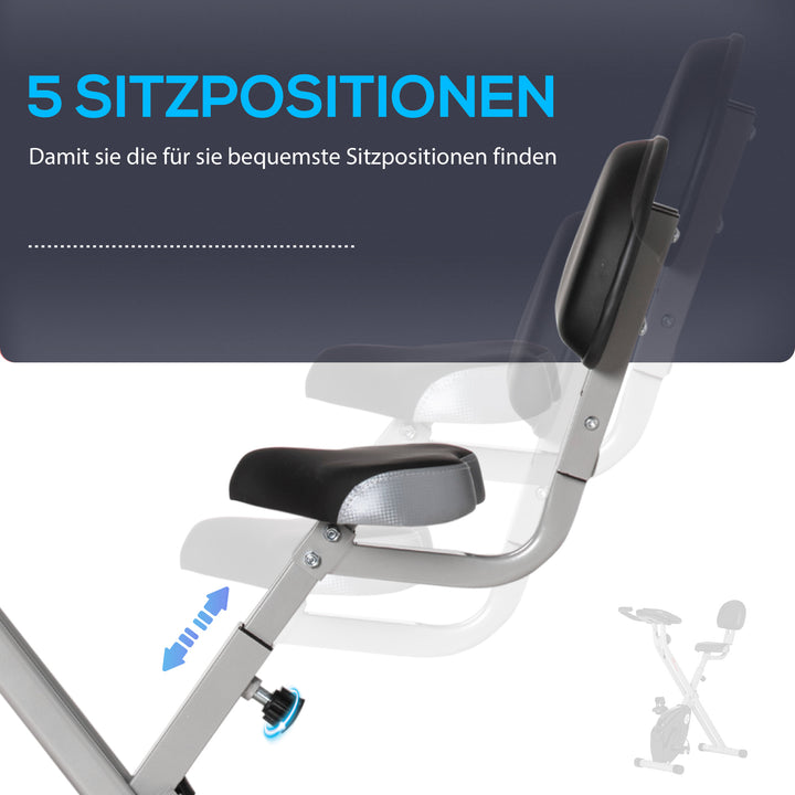 Motionscykel med 8 niveauer justerbar magnetisk modstand højdejusterbar stål sort+grå