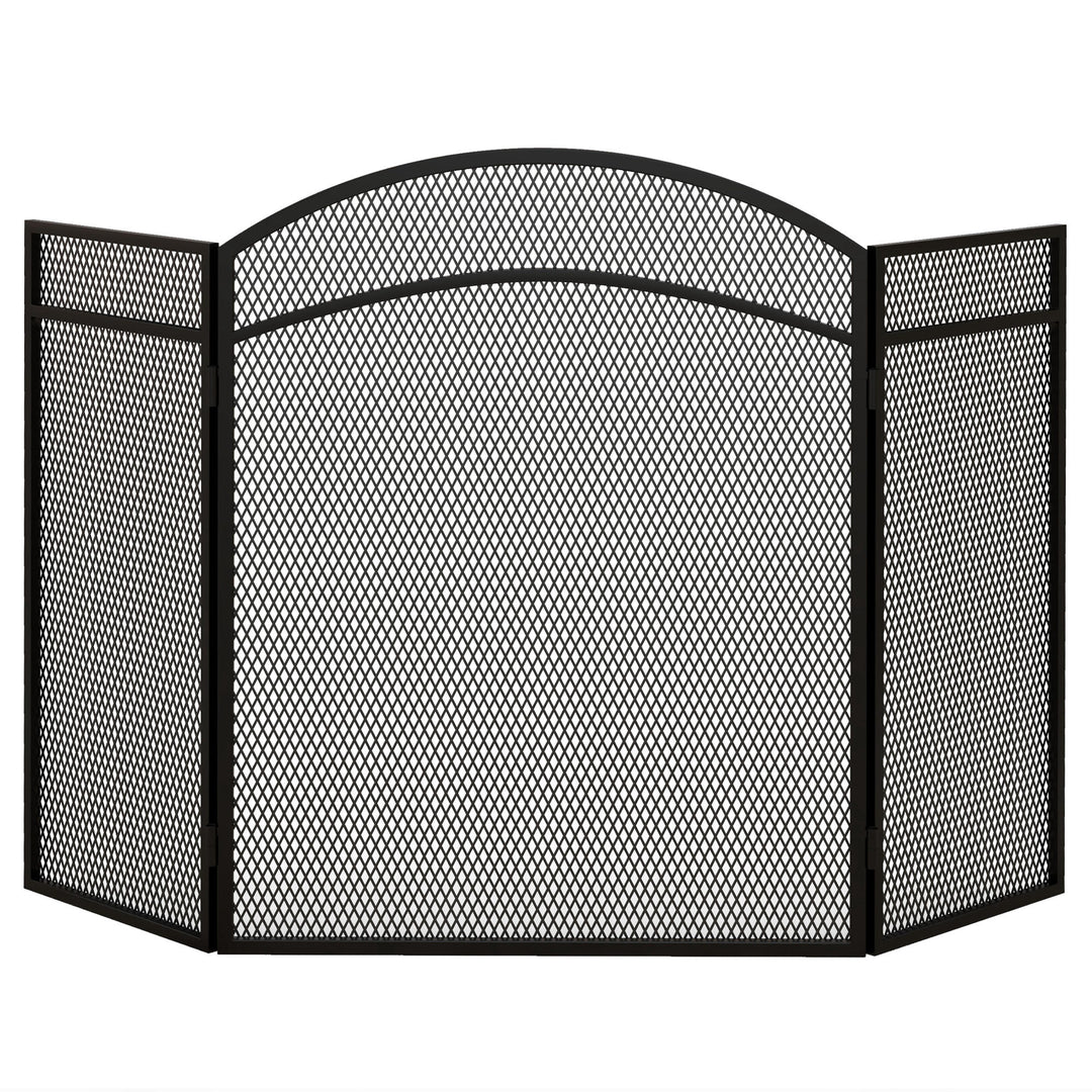 Gnistbeskyttelse til pejse, elegant gnistfanger, foldbar, belagt, sort, 96 x 60 cm