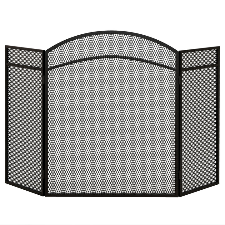 Gnistbeskyttelse til pejse, elegant gnistfanger, foldbar, belagt, sort, 96 x 60 cm