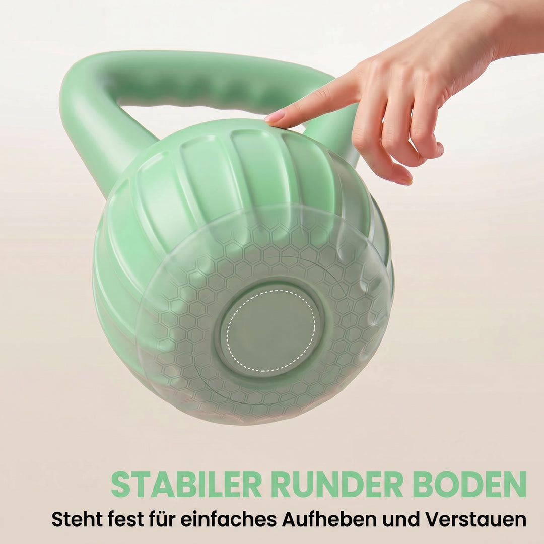 Kettlebell, 6 kg vægtstang fyldt med sand, til begyndere, styrketræning til hjemmet, 17 x 17 x 23 cm, grøn