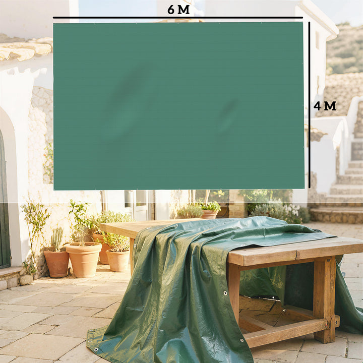 Vandtæt presenning, 4 x 6 m, 90 g/m², universalpresenning, grøn
