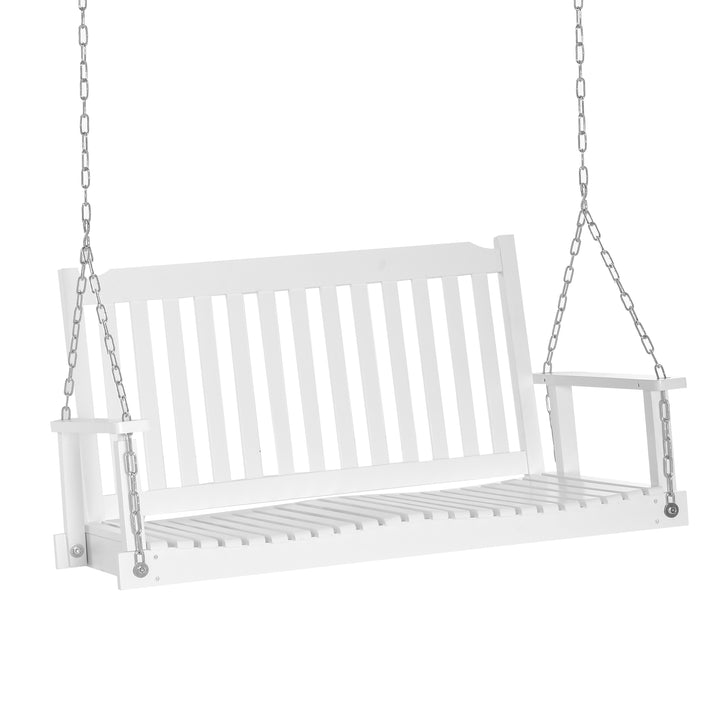 Havegynge til 2 personer, gyngebænk, hængebænk, massivt træ, terrasse, baghave, hvid, 117 x 69 x 60 cm