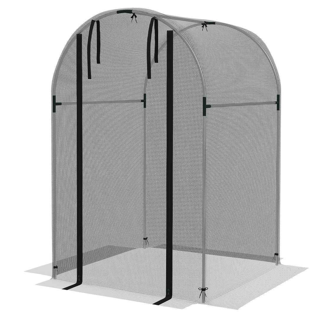 Fuglenet, plantebeskyttelse, robust, dør med lynlås, 120x120x188 cm, sort/sølv