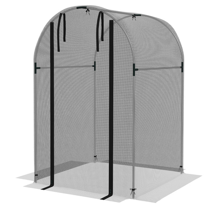 Fuglenet, plantebeskyttelse, robust, dør med lynlås, 120x120x188 cm, sort/sølv