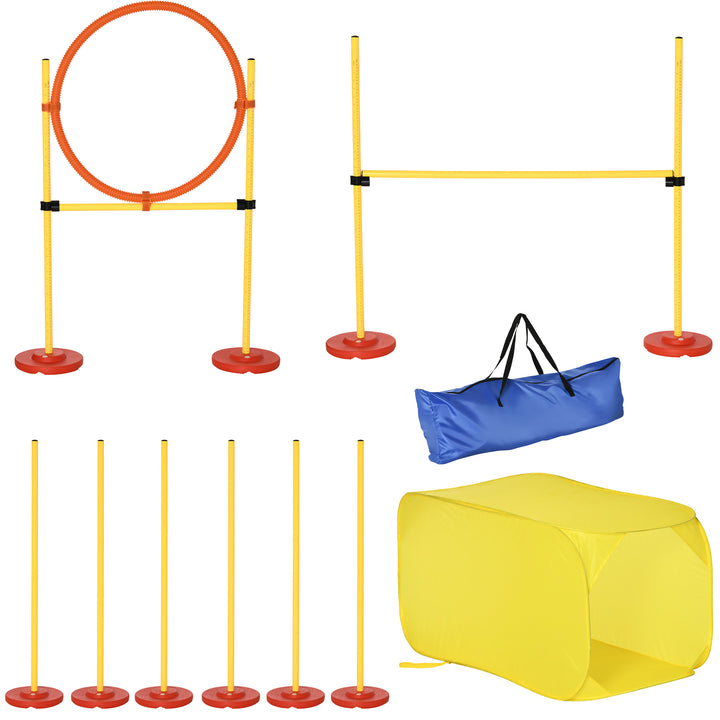 Hunde agility sæt med 4 forhindringer rød+gul