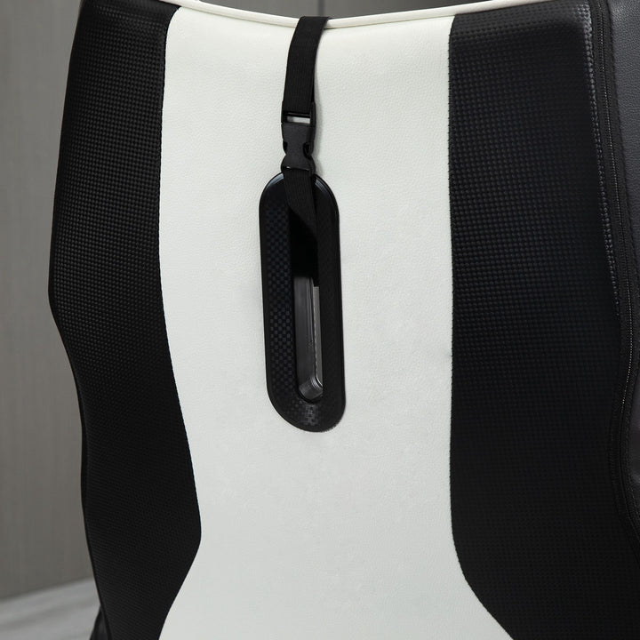 Gaming chair ergonomisk computerstol med gyngefunktion drejestol højdejusterbar stål sort+hvid 67 x 70 x 106-112 cm