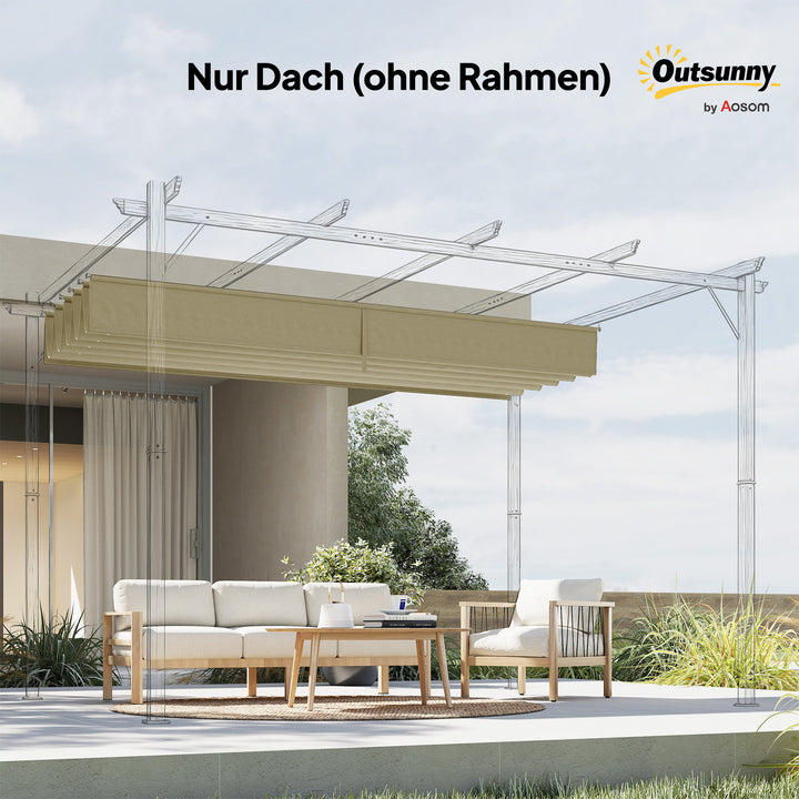 Udskiftningstag til 3 x 3 m pergola, udtrækkeligt, med drænhuller til regnvand, vejrbestandigt, polyester, beige, 250 x 255 cm