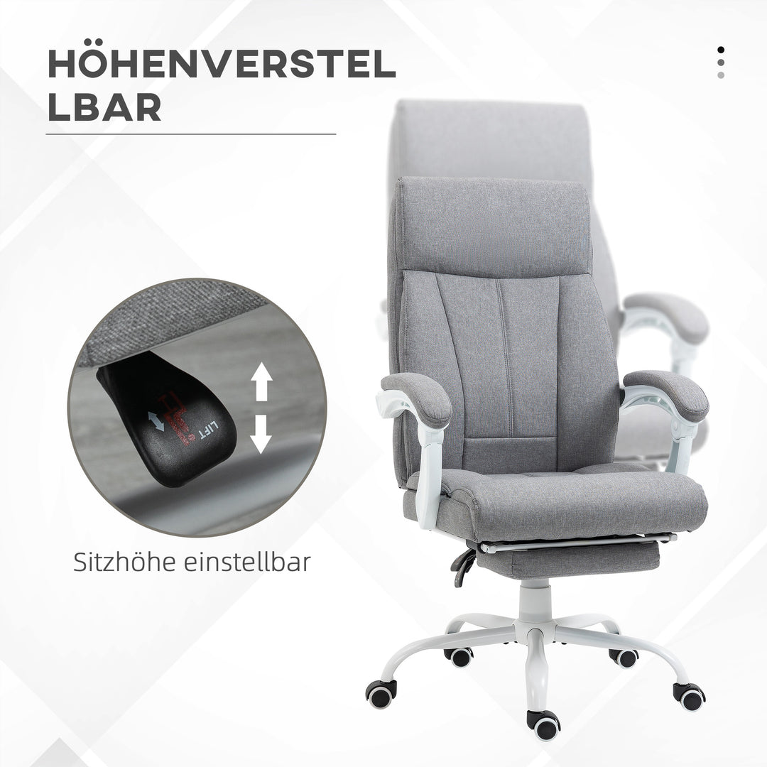 Kontorstol, drejestol, ryglæn med justerbar ryglæn, højdejusterbar, op til 120 kg, linnedlook, grå