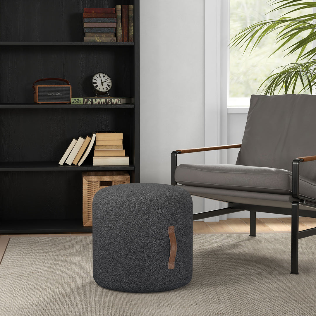 Skammel, fodskammel i moderne design, mørkegrå + brun