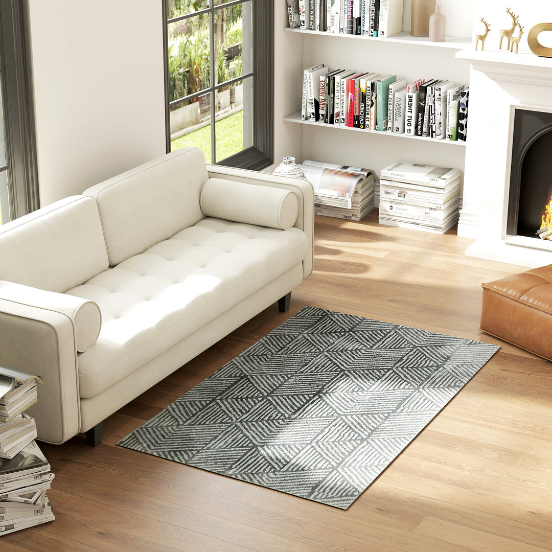 Tæppe stue tæppe i moderne stil, vaskbart tæppe 150 x 80 cm mørkegrå
