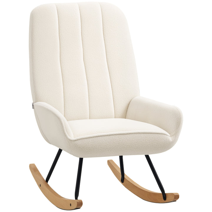 Gyngestol med sherpa fleece 63 cm x 95 cm x 97 cm natur + creme