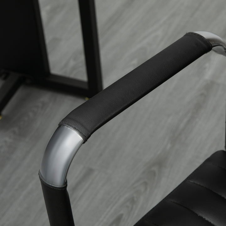Kontorstol ergonomisk skrivebordsstol med vippefunktion chefstol højdejusterbar drejestol polstret kunstlæderskum sort 54 x 62 x 104-114 cm