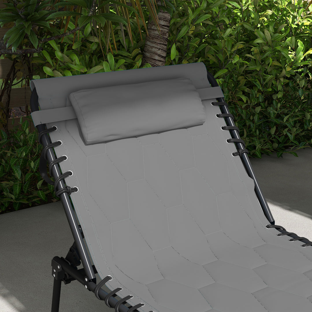 Solseng, haveseng, foldbar, inklusive hynde, vejrbestandig; 188 cm x 65 cm x 36 cm, grå + sort