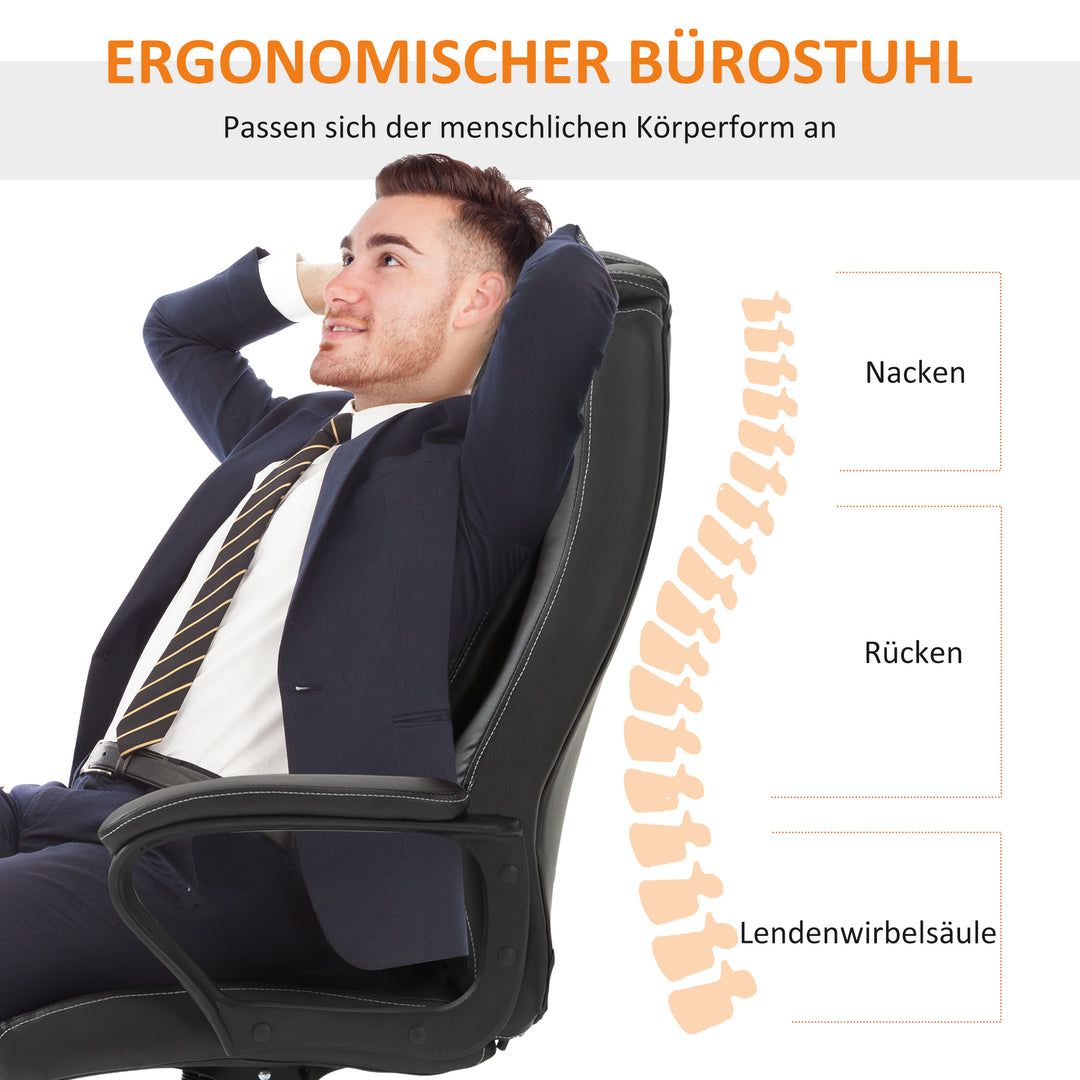 Kontorstol med massagefunktion, højdejusterbar lederstol, ergonomisk drejestol, 6 vibrationspunkter, brun