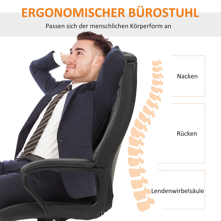 Kontorstol med massagefunktion, højdejusterbar lederstol, ergonomisk drejestol, 6 vibrationspunkter, brun