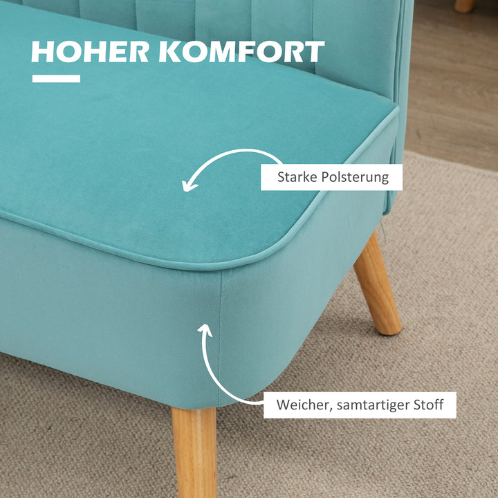 Retro design 2-personers sofa, træben, 117 cm x 56,5 cm x 77 cm, grøn