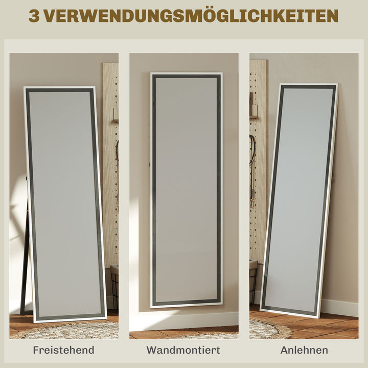 Helfigursspejl, mdf-ramme, brudsikker film, 162,6 x 53,3 cm, grå