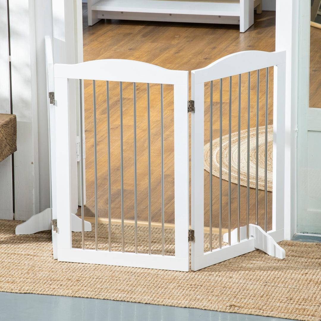 Foldbart hundegitter, justerbar form, til hunde op til 20 kg, 154 x 80 x 30 cm, hvid
