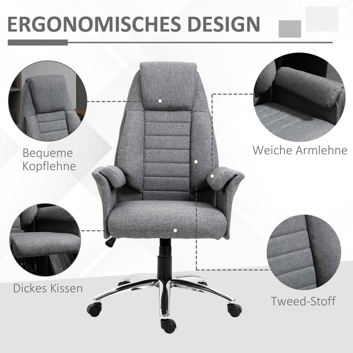 Executive chair, højdejusterbar, 5 hjul, ergonomisk form, 68 cm x 69 cm x 126 cm, grå