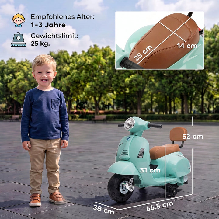 Elmotorcykel til børn Mini Vespa GTS 6V Elmotorcykel Grøn