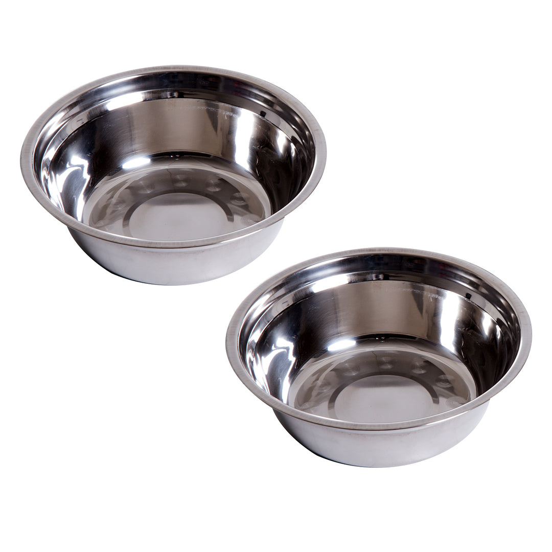 Foderstation til hunde, skridsikker, 58,4 x 30,5 x 25,4 cm, hvid, 2 l pr. skål