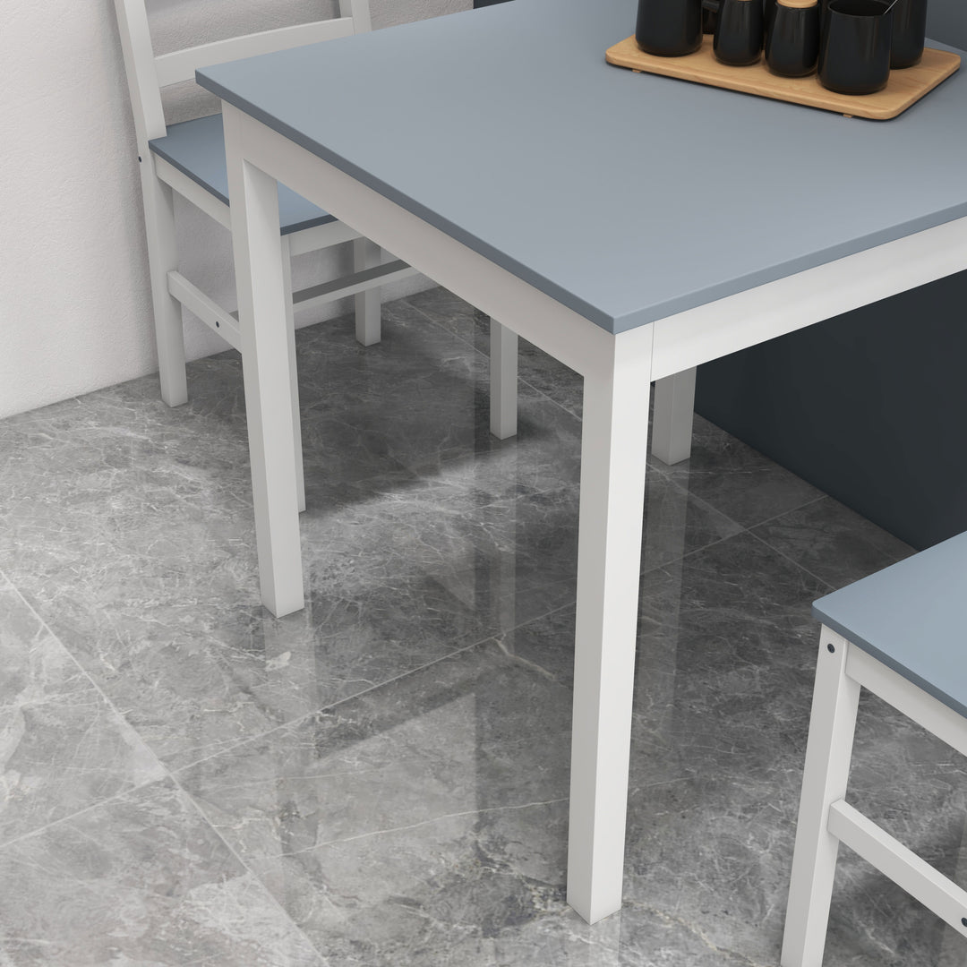 Spisesæt til 2 personer, 2 stole, 1 bord, fyrretræ, hvid + grå