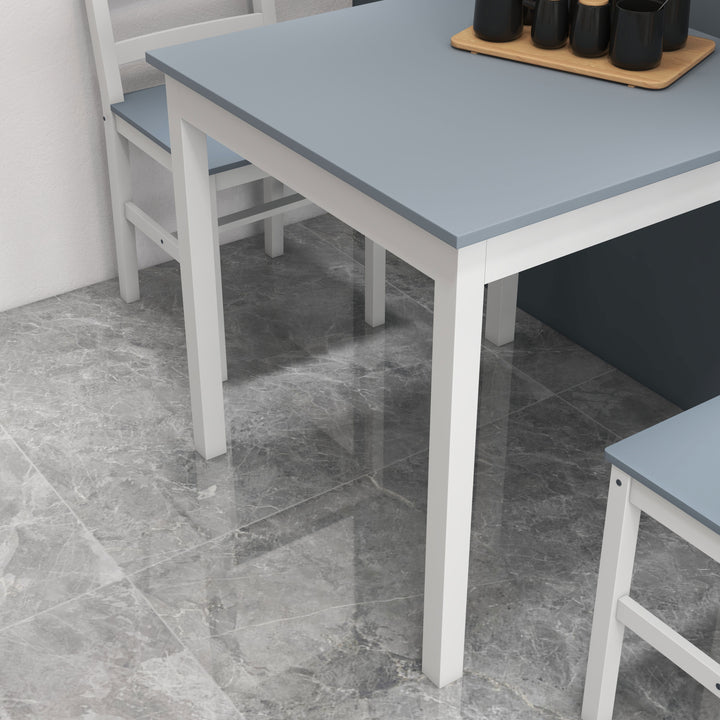 Spisesæt til 2 personer, 2 stole, 1 bord, fyrretræ, hvid + grå