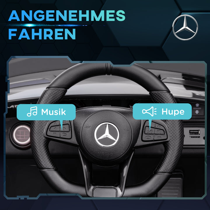 Elektrisk kørebil, mercedes, 3-5 km/t, fjernbetjening, lys og musik, sort