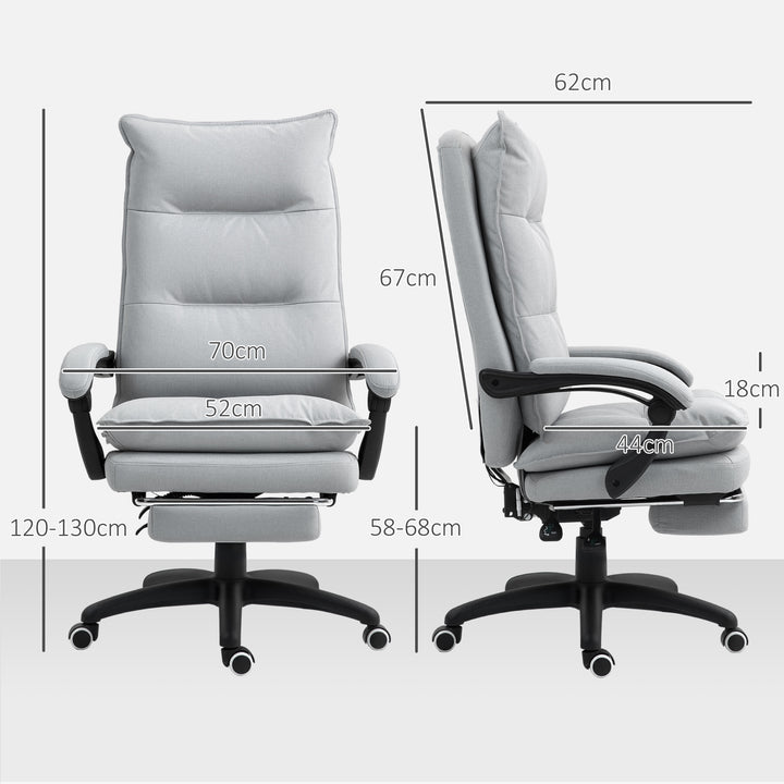 Massagekontorstol, skrivebordsstol med massagefunktion, højdejusterbar, ergonomisk drejestol, nylon, lysegrå
