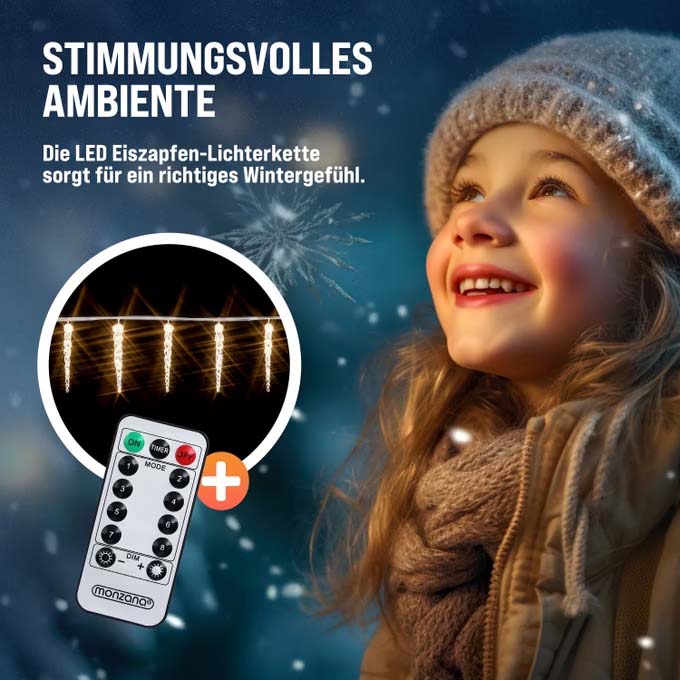 Lyskæde i form af smukke istapper, 40 LED'er, 10,4 meter