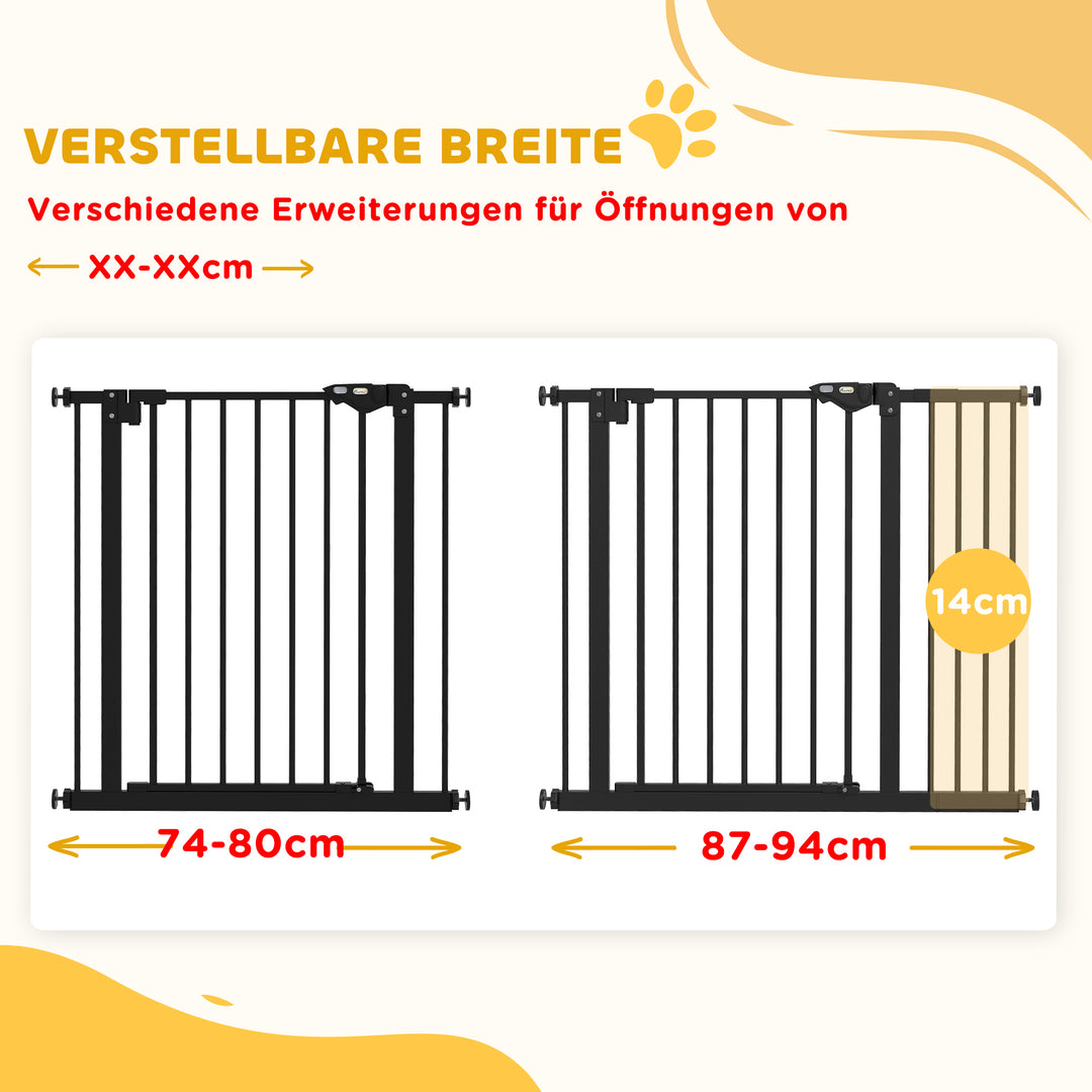 Hundegitter, kæledyrsgitter, metal, plast, 74-80/87-94 cm, sort
