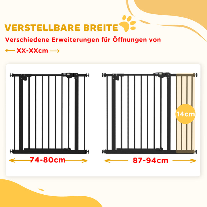 Hundegitter, kæledyrsgitter, metal, plast, 74-80/87-94 cm, sort
