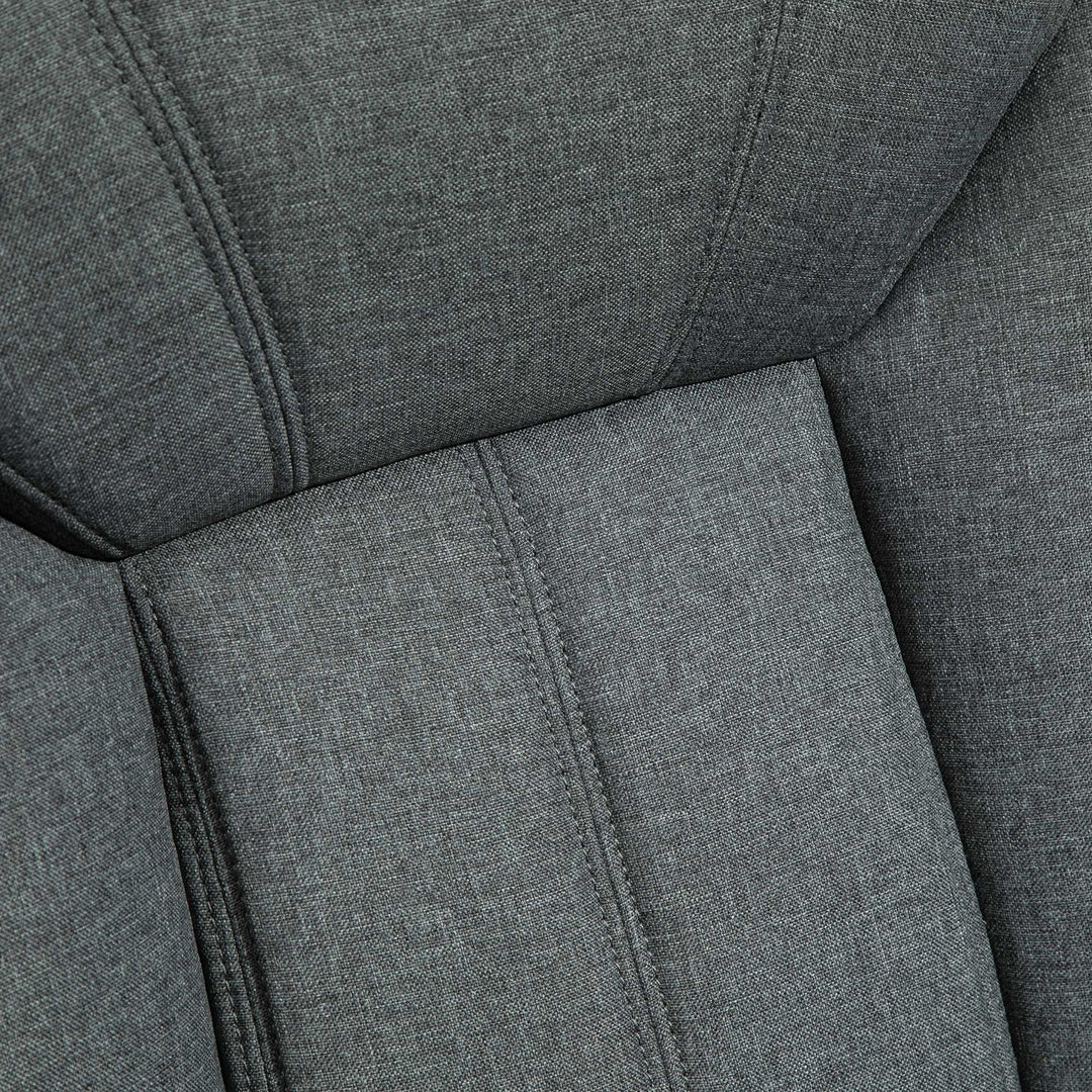 Kontorstol med gyngefunktion, ergonomisk stol med polstrede armlæn og nakkestøtte, højdejusterbar kontorstol, drejestol med ryglæn, nylon grå, 65 x 78 x 110-118 cm