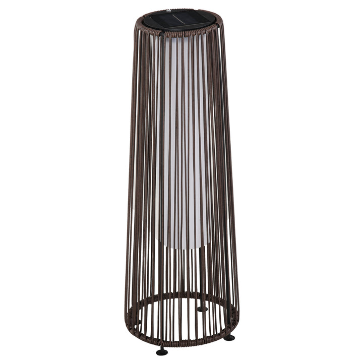 Havelampe, udendørslampe, soldrevet, 8 timers drift, automatisk tilstand, rottinglook, 21,5 x 21,5 x 61 cm