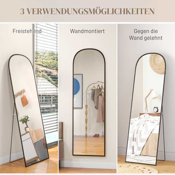 Stående spejl fuld figurspejl stort spejl, moderne design, 50 cm x 1,5 cm x 161,5 cm, sort
