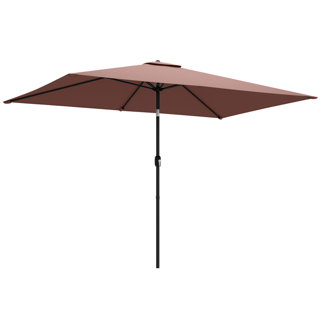 Parasol 300 x 200 cm, vipbar balkonparasol med håndsving og beskyttelsesovertræk, brun