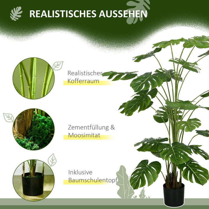 180 Cm kunstig plante med krukke, kunstig mos, indendørs plante til stue, realistisk look, grøn