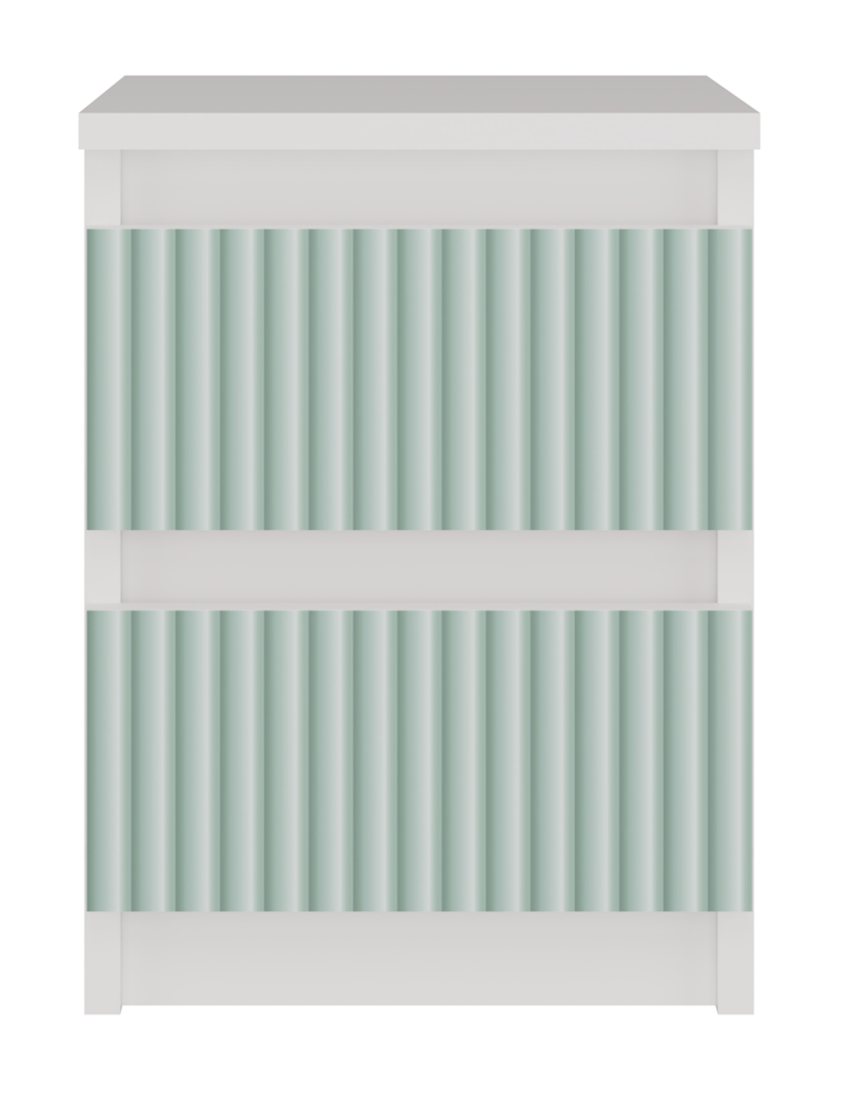 Moderne sengebord med 2 skuffer, farve: hvid med front i mint