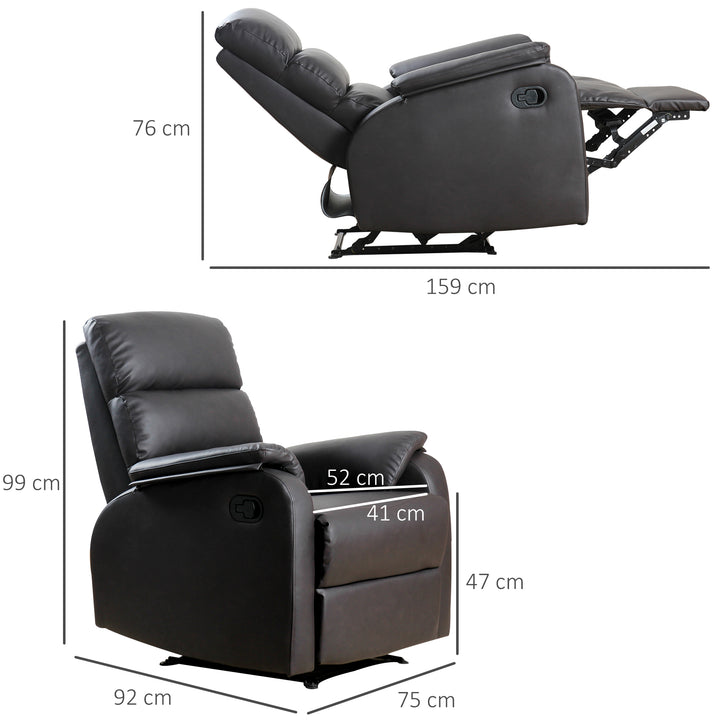 Afslappende stol tv-stol sofa lænestol hjørneskrivebord med cpu-stativ justerbar ergonomisk kunstlæder stål brun 75 x 92 x 99 cm