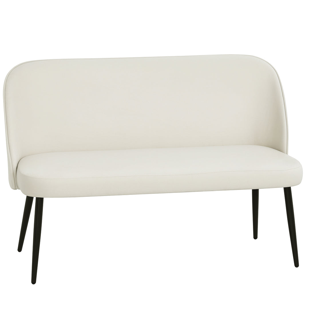 2-personers sofa, moderne polstret sofa med metal- og træstel, fløjlsblødt stofbetræk, beige