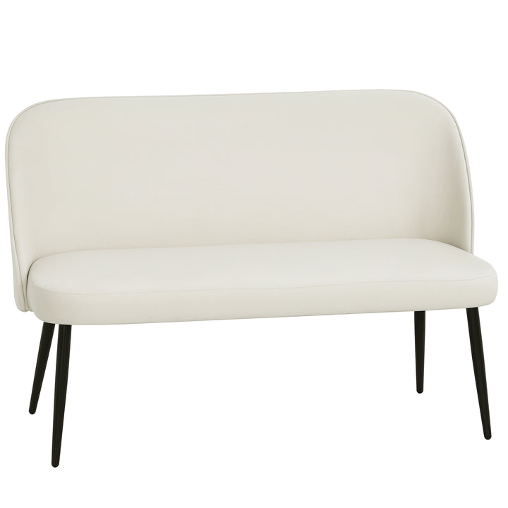 2-personers sofa, moderne polstret sofa med metal- og træstel, fløjlsblødt stofbetræk, beige