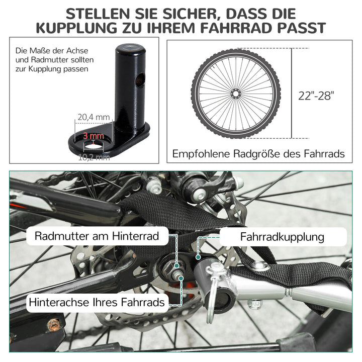 Cykeltrailer hundetrailer op til 20 kg med universalkobling stål rød+sort