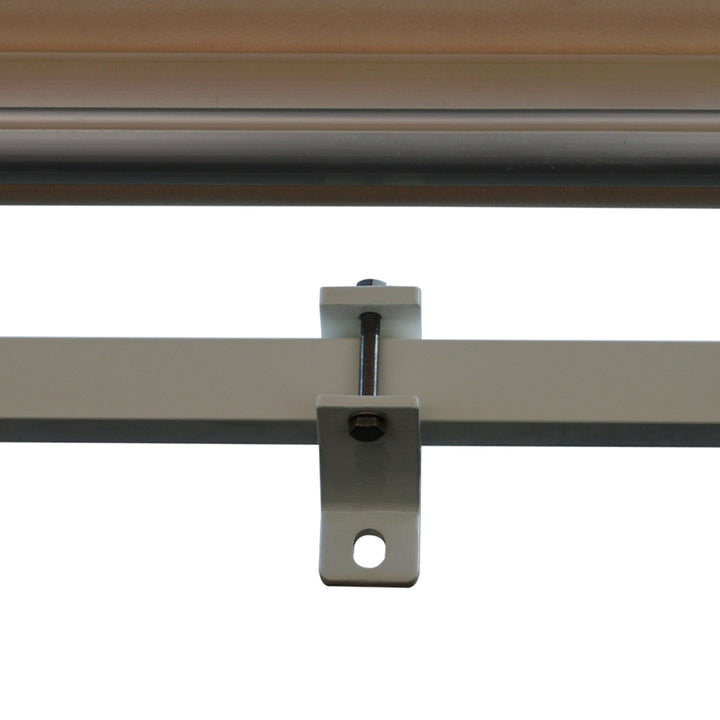 Foldbar markise, justerbar klemmemarkise, terrassemarkise, 3,95 x 3m, solafskærmning med håndsving, balkonmarkise, beige