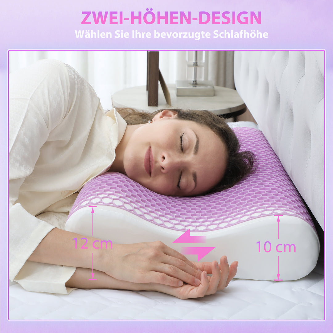 Memory foam pude, nakkestøttepude med aftageligt betræk, 2 højder ergonomisk, 2s hurtig reaktion